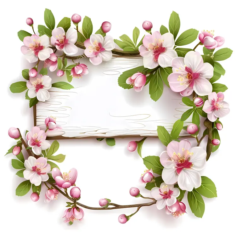 Cherry Blossom Frame with Blank Space