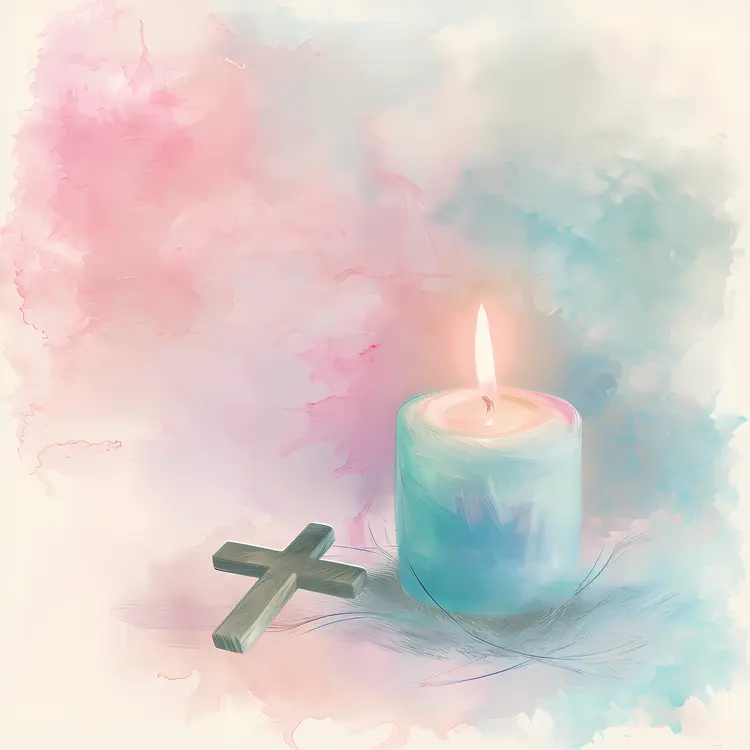 Blue Candle with Cross