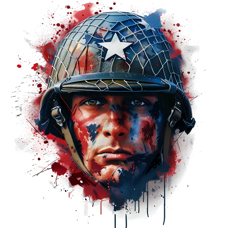 Soldier Helmet with Paint Splatter