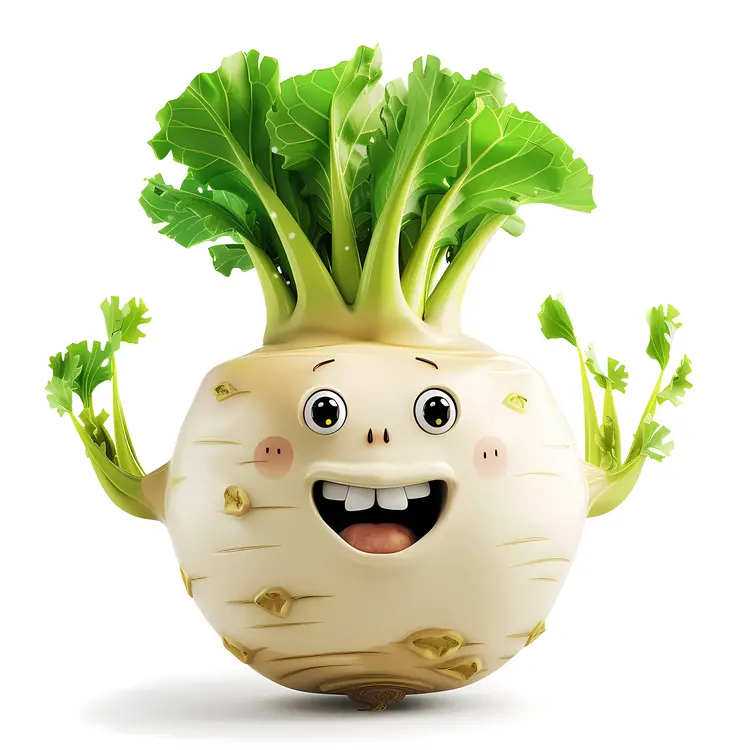 Cheerful White Turnip Cartoon