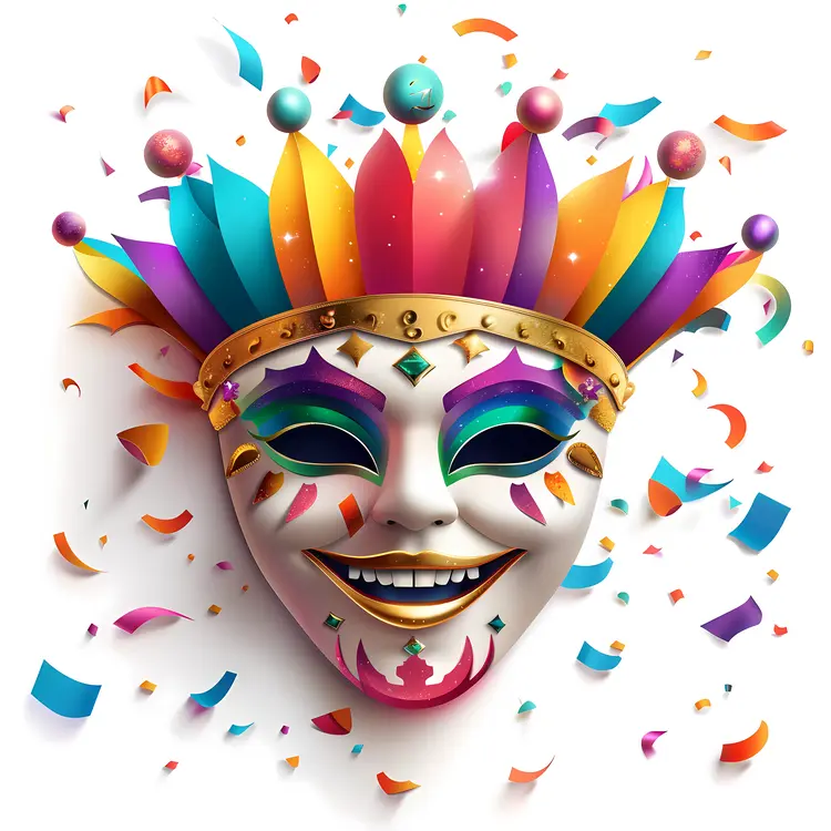 Colorful Carnival Mask with Confetti