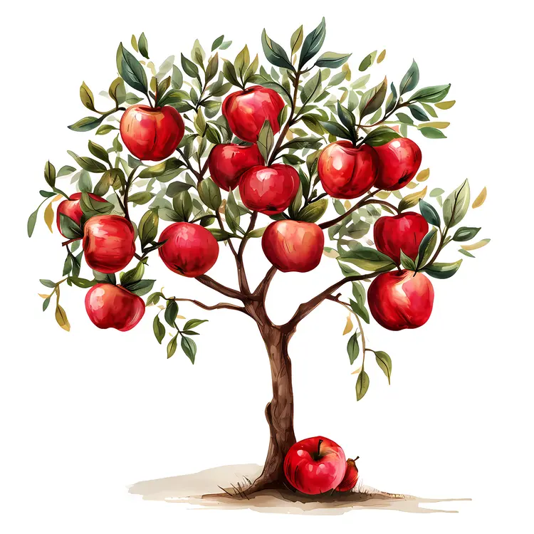 Apple Tree with Red Apples
