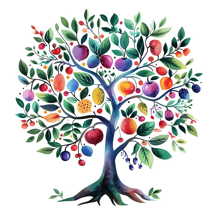 Fruit Tree with Multiple Fruits