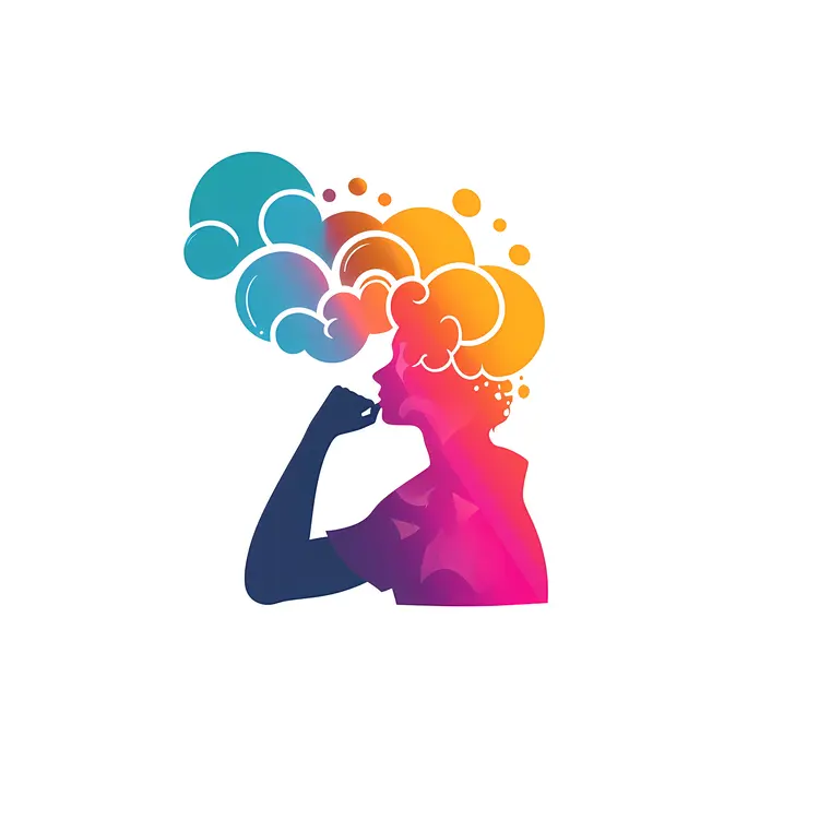 Colorful Silhouette with Thought Bubbles