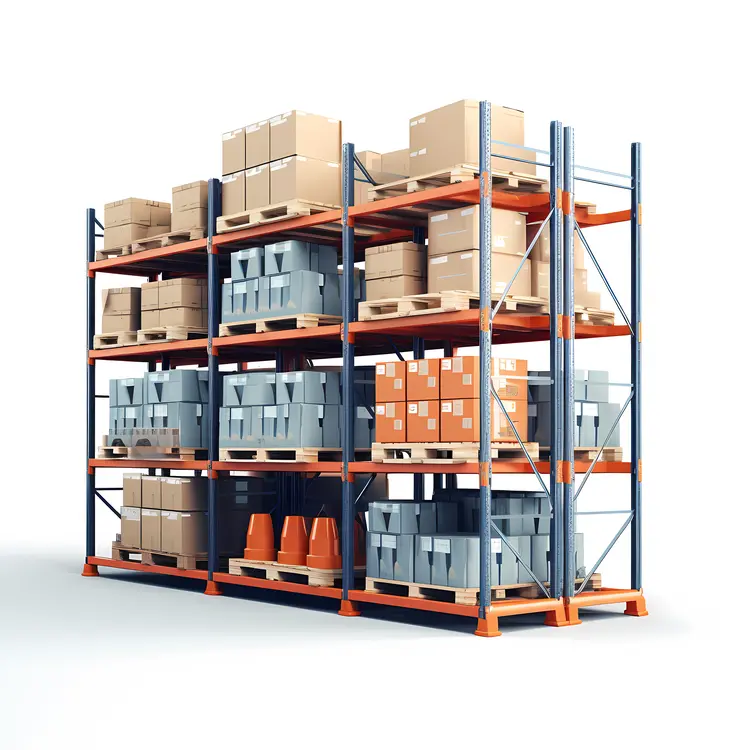 Warehouse Shelves with Industrial Goods