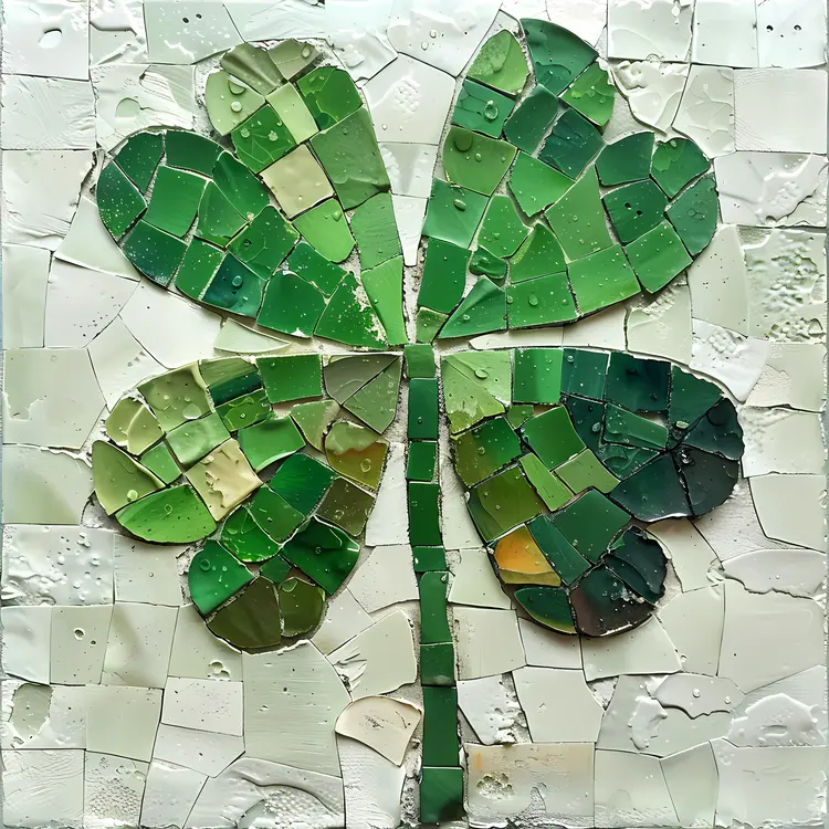 Mosaic Green Clover with Light Background