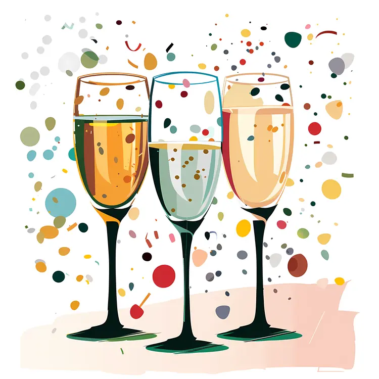 Champagne Glasses with Confetti
