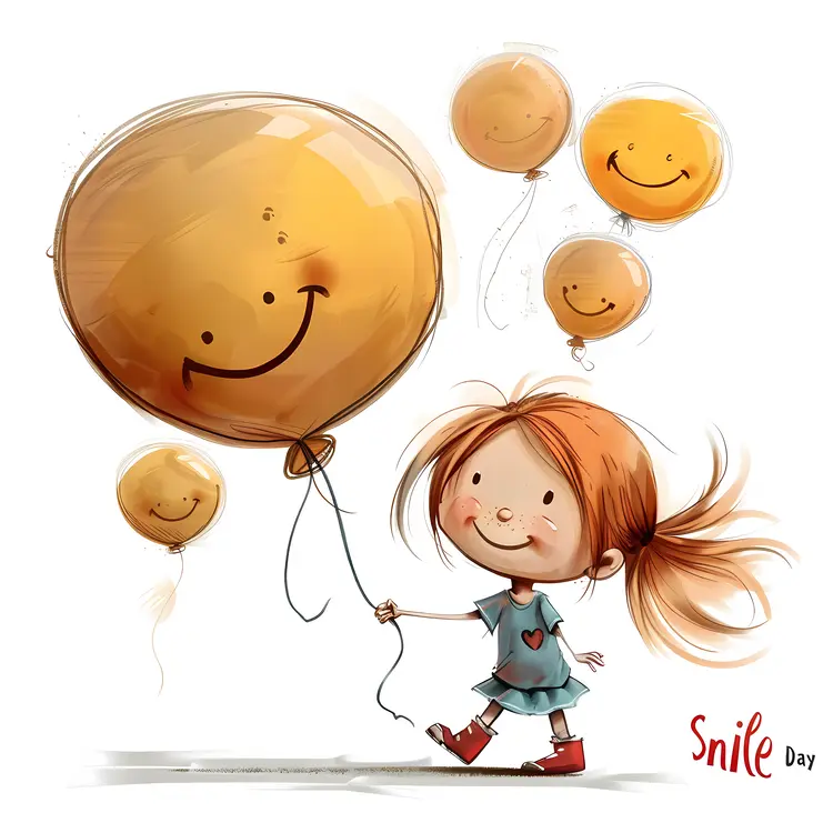 Girl with Smiley Balloons on Smile Day