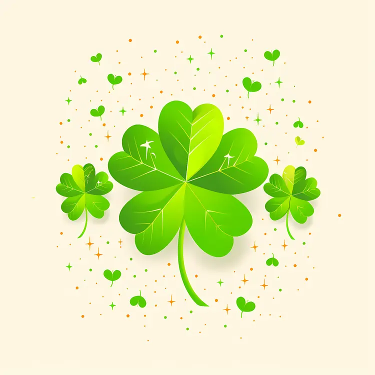 Three-leaf Green Clover with Sparkles
