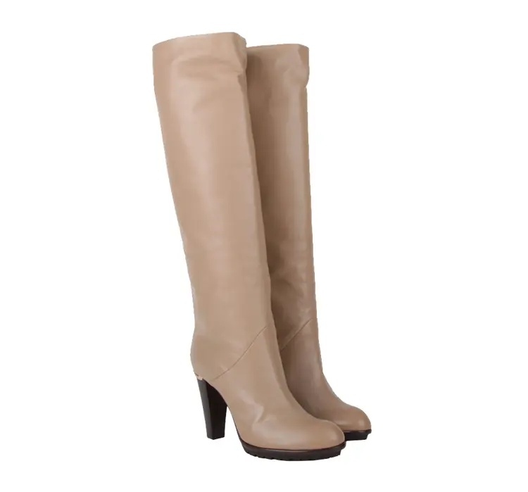 Elegant Beige High Heel Boots for Formal Occasions