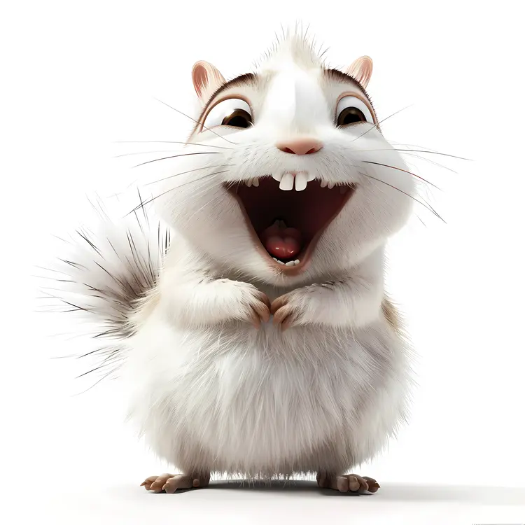 Happy White Cartoon Squirrel