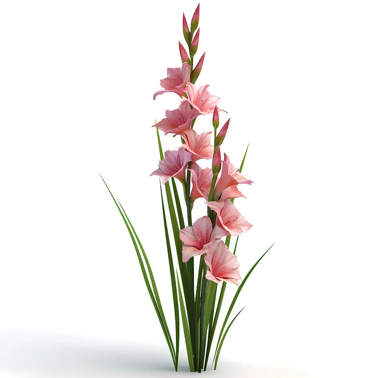 Pink Gladiolus Blooming
