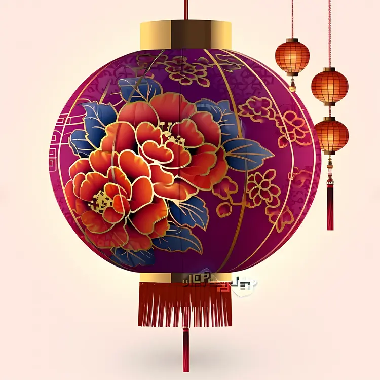 Decorative Lantern with Flowers for Chinese New Year