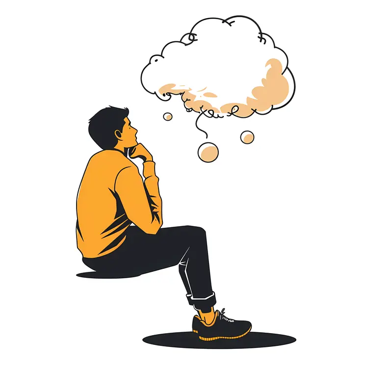 Person Thinking with Thought Bubble