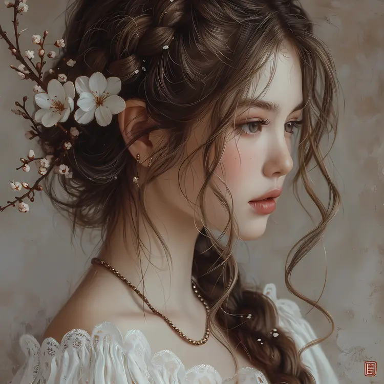 Elegant Girl with Floral Hair Accessories