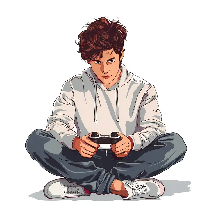 Boy in White Hoodie Playing Video Games