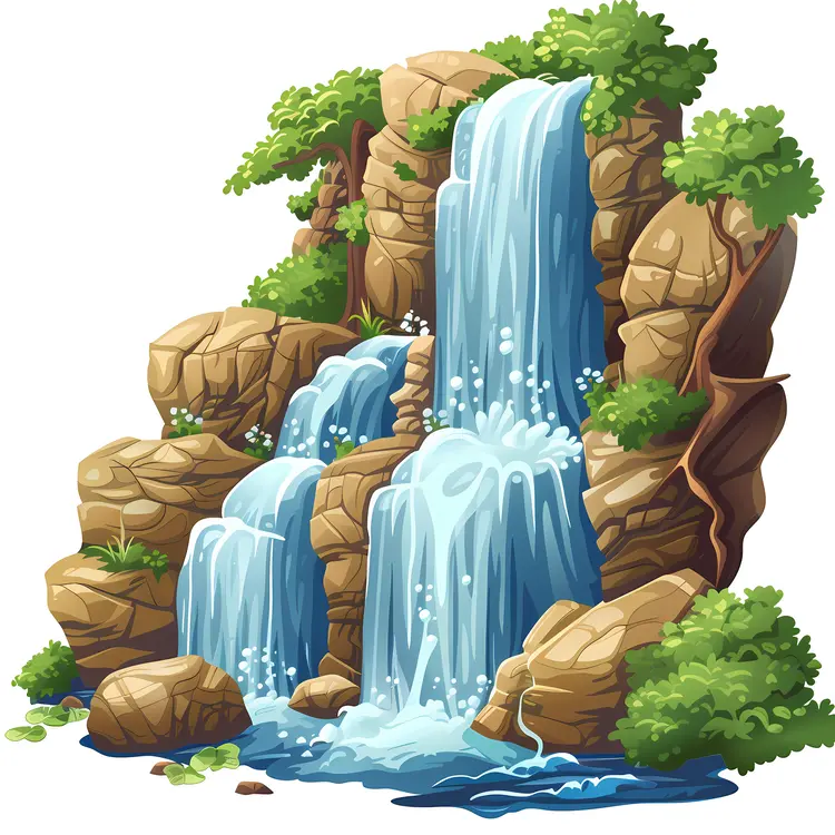 Scenic Waterfall with Rocks