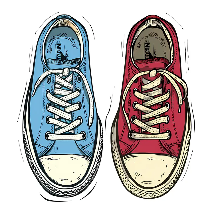 Red and Blue Sneakers