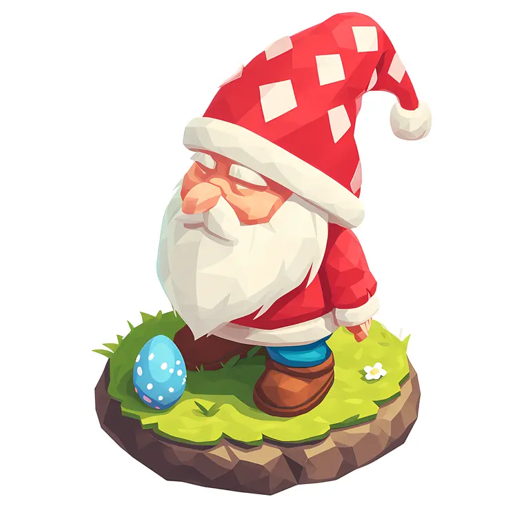 Gnome with Easter Egg on Grass