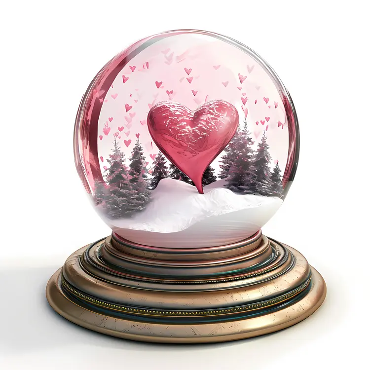 Heart in Snow Globe with Trees