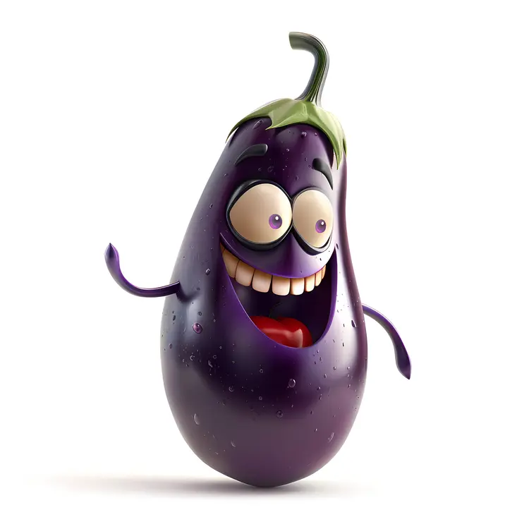 Happy Eggplant with Cute Face