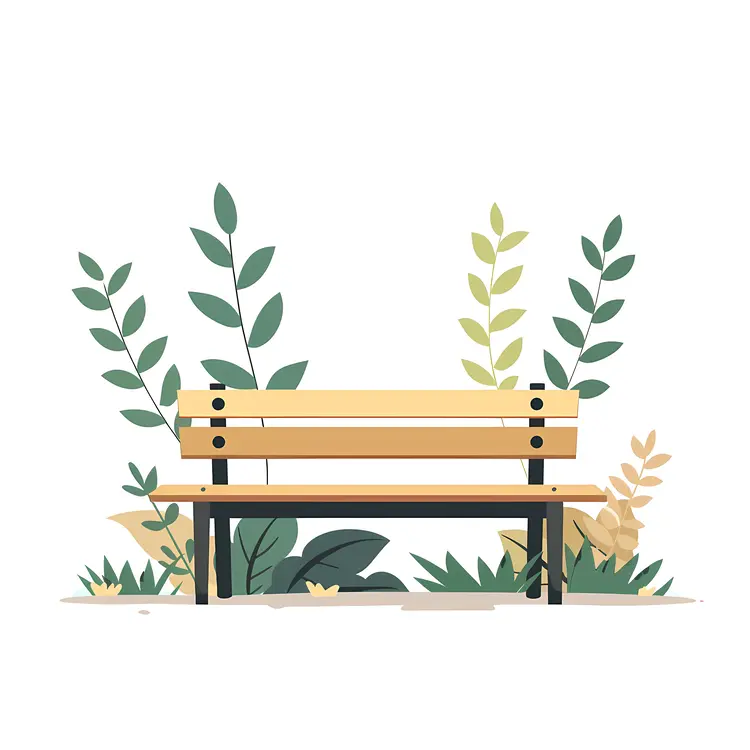 Yellow Bench with Foliage