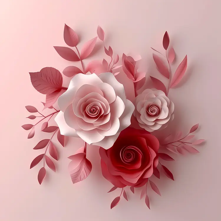 Delicate Paper Flowers in Pink Shades