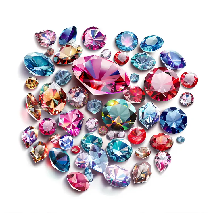 Variety of Colorful Shiny Gemstones