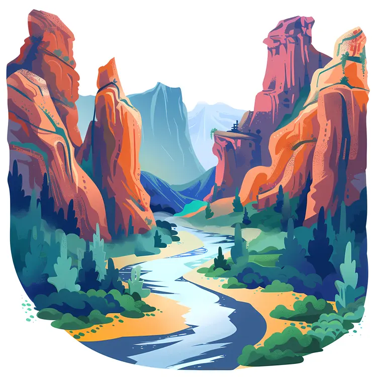 Majestic Canyon Landscape with Flowing River