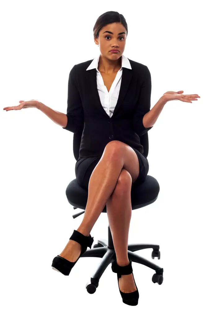Businesswoman Shrugging on Office Chair