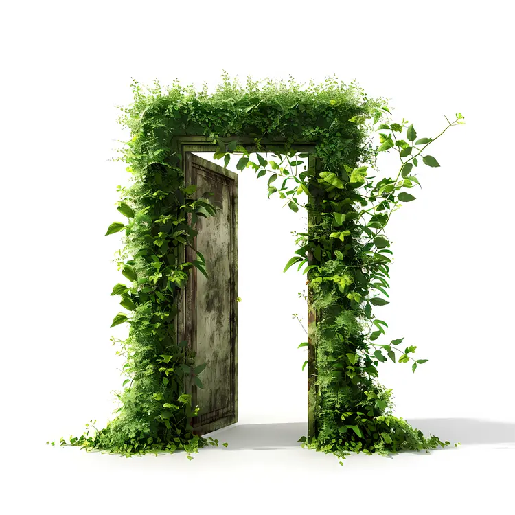 Wooden Door with Vines