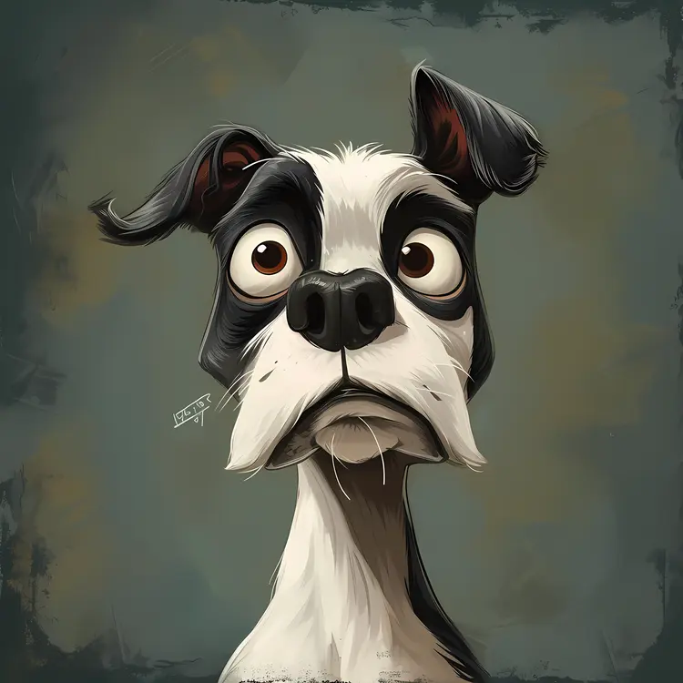 Sad Cartoon Dog with Neutral Background