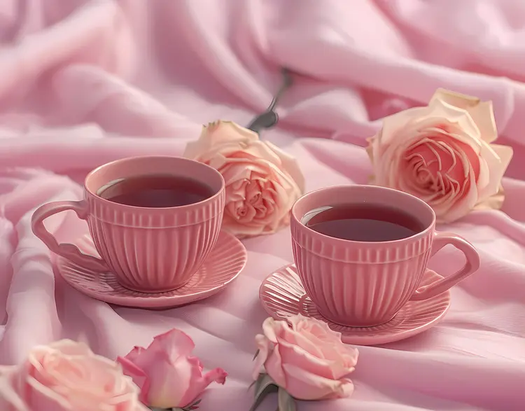 Elegant Pink Teacups with Roses