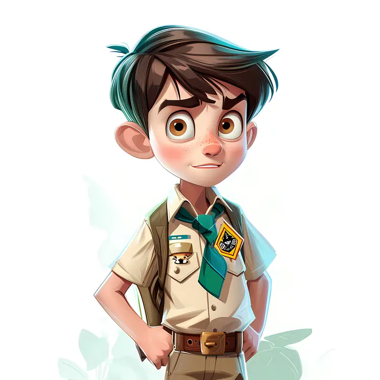 Determined Boy Scout in Uniform