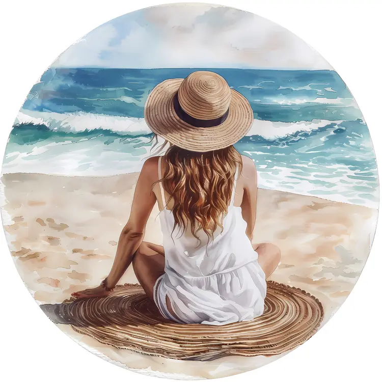 Woman Sitting on Beach