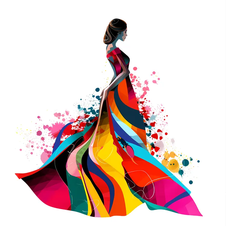Colorful Silhouette Fashion Dress