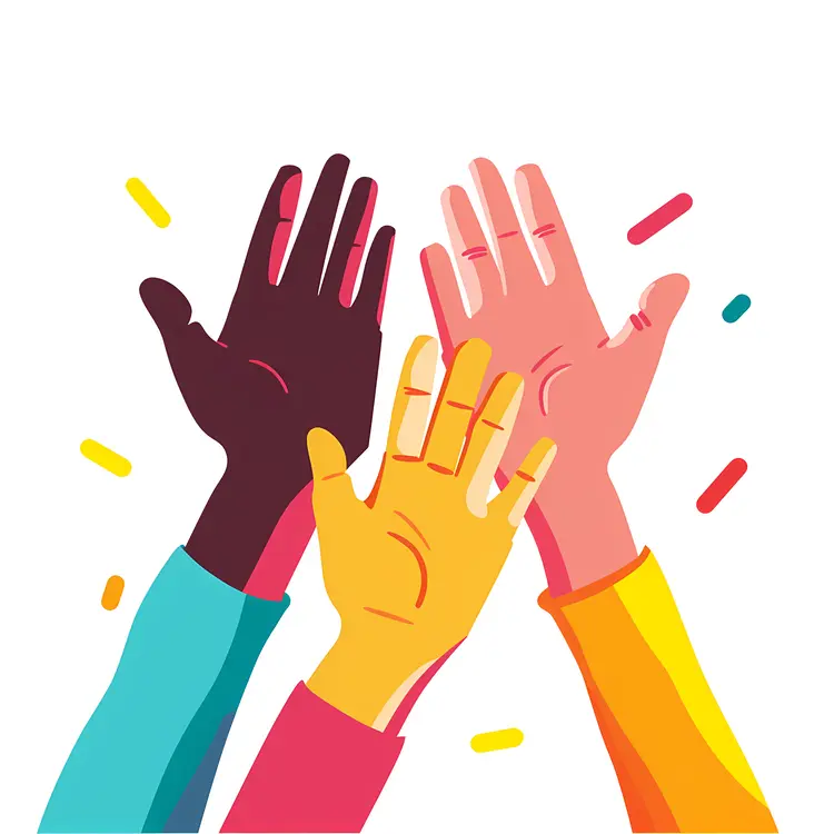 Colorful High Five Celebration