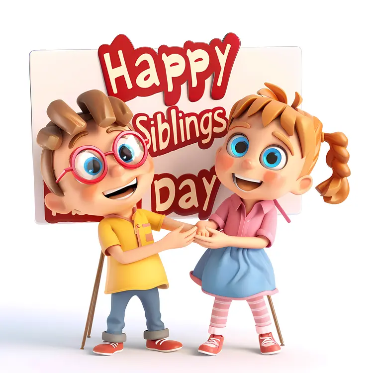Happy Siblings Day with Cute Characters