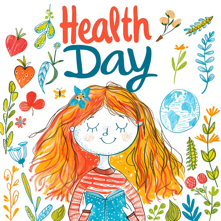 Health Day Celebration with Girl Reading Book