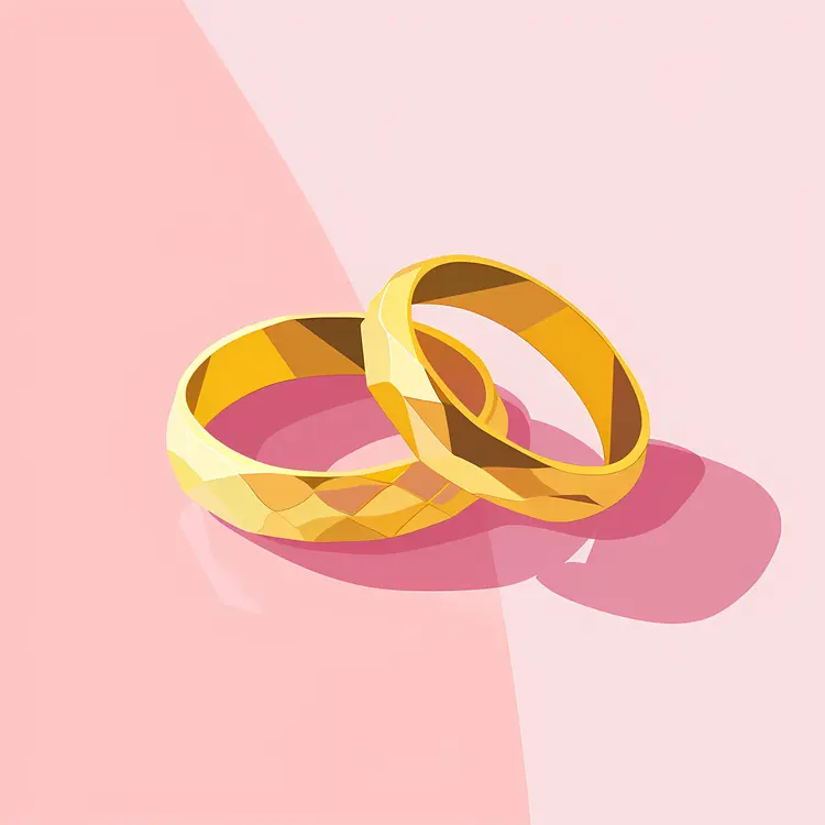Two Gold Rings on Pink Background