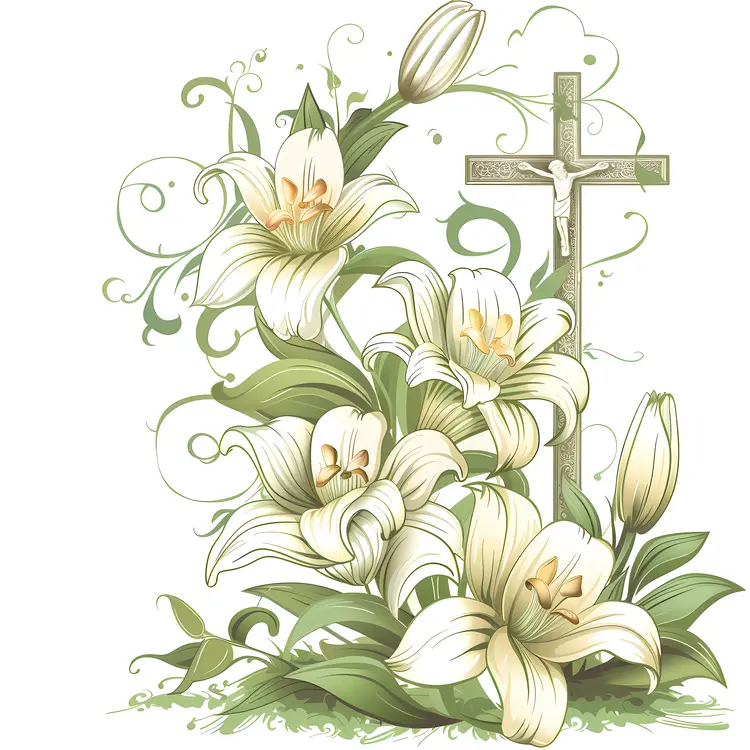 White Lilies and Cross for Easter