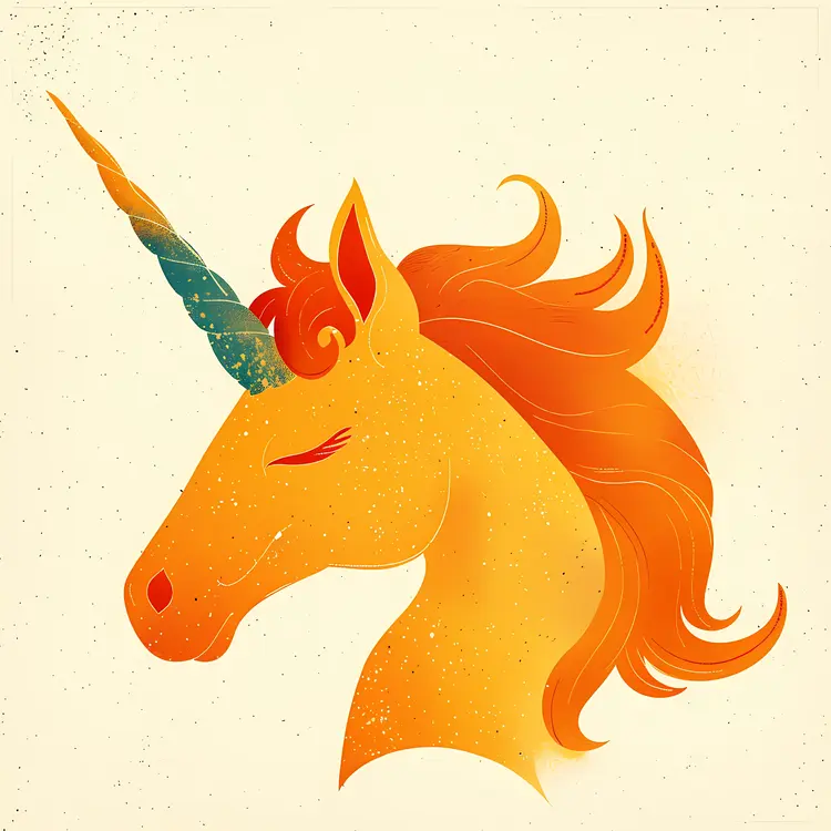 Orange Unicorn Illustration