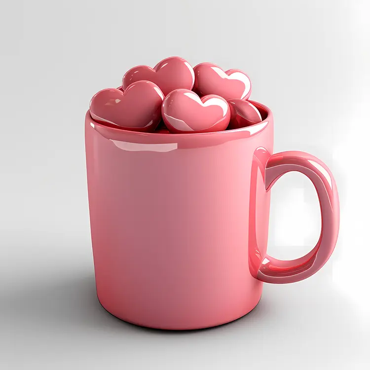 Pink Mug with Hearts for Valentine's Day