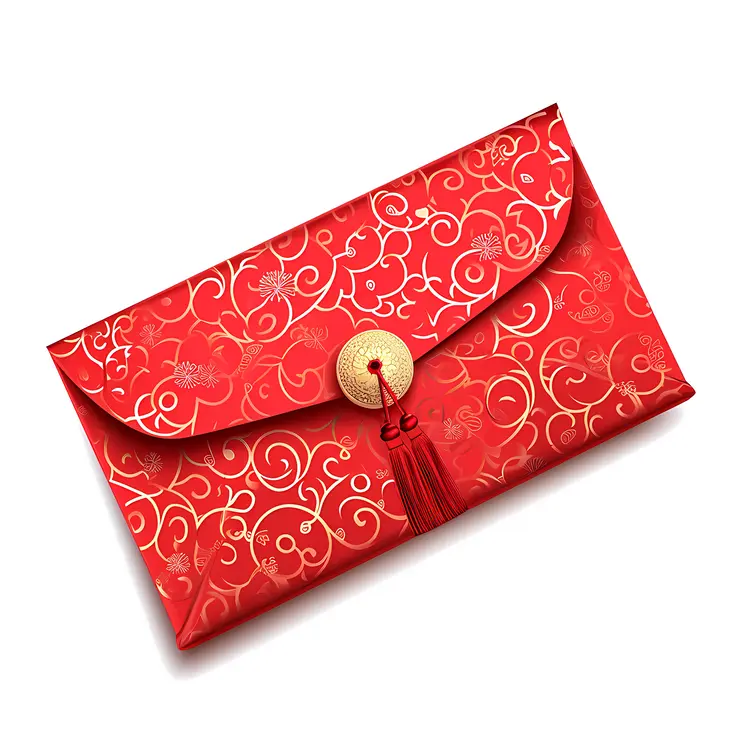 Red Envelope with Gold Button for Chinese New Year