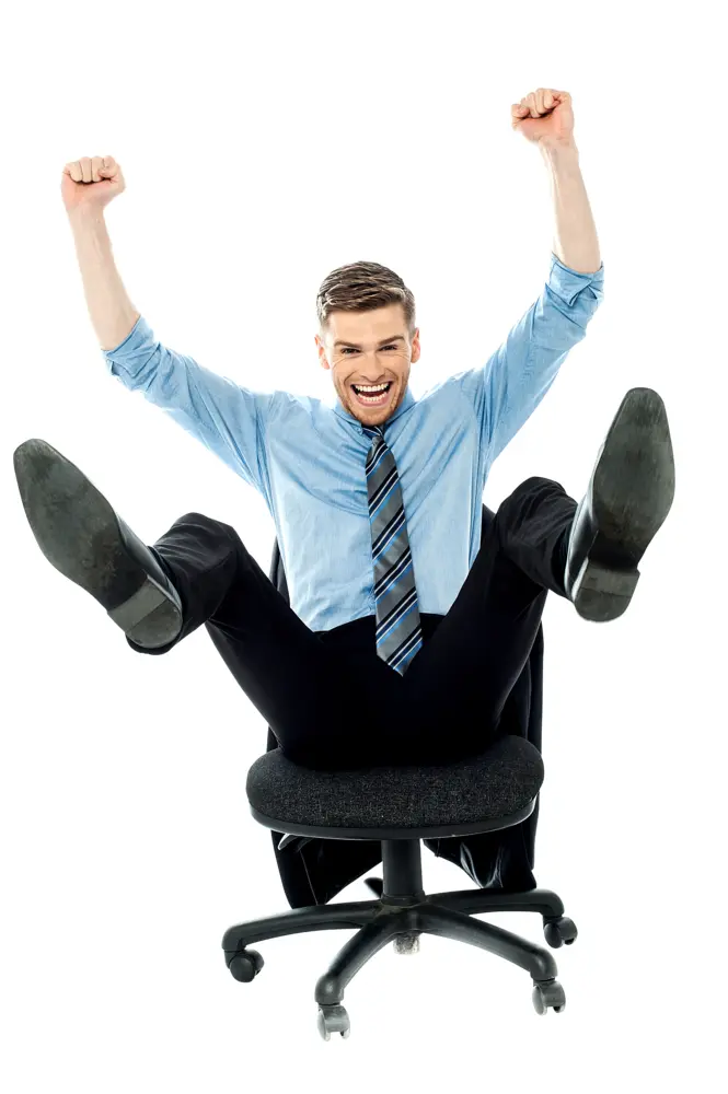 Man Celebrating on Office Chair