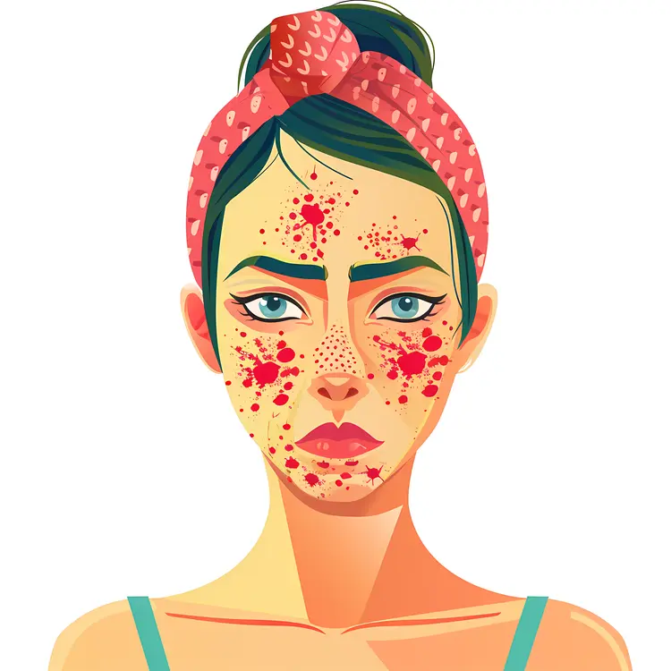 Illustration of a Woman with Severe Acne