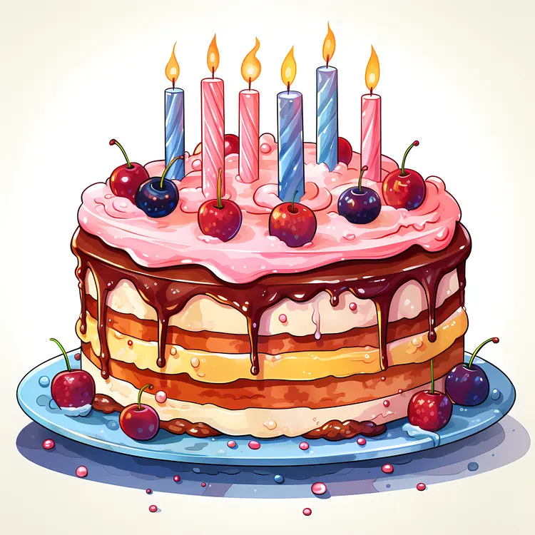 Layered Cake with Candles