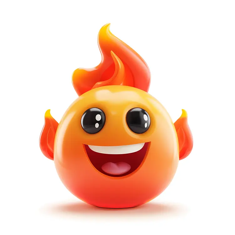 Happy Orange Fireball Character