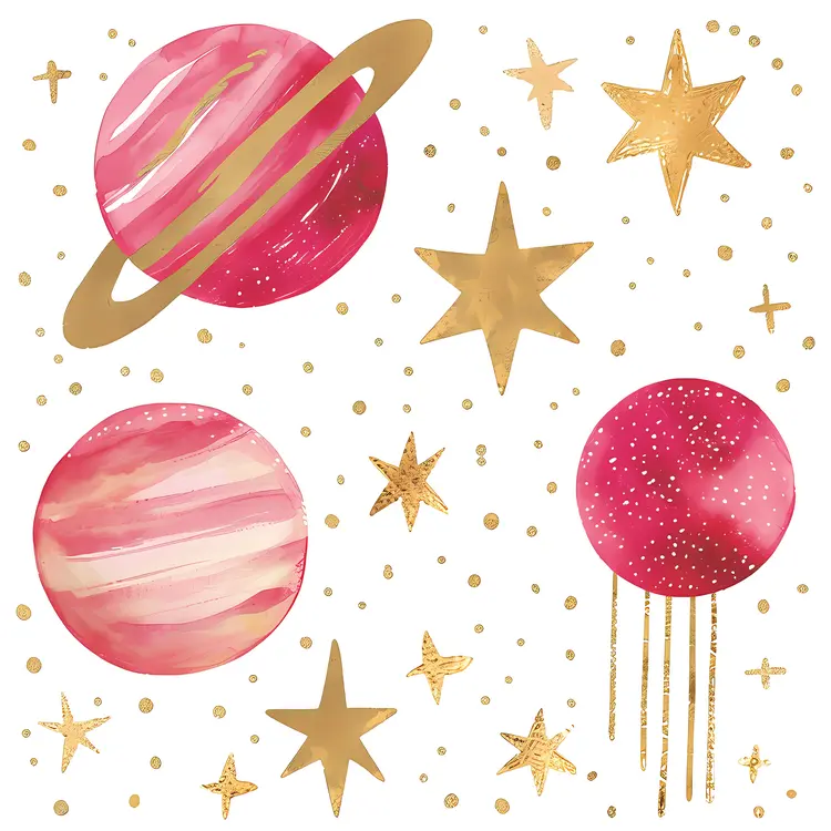 Pink Planets and Gold Stars in Space