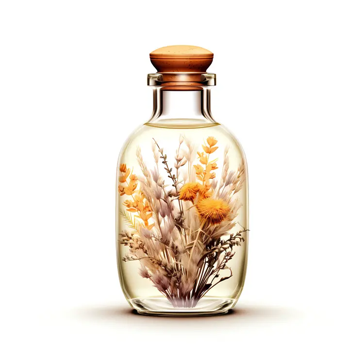 Yellow Flowers in a Glass Bottle